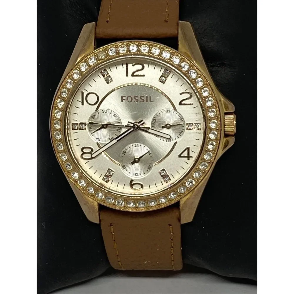 Fossil ES3466 Women's Brown Leather Analog Dial Quartz Genuine Watch HK1023